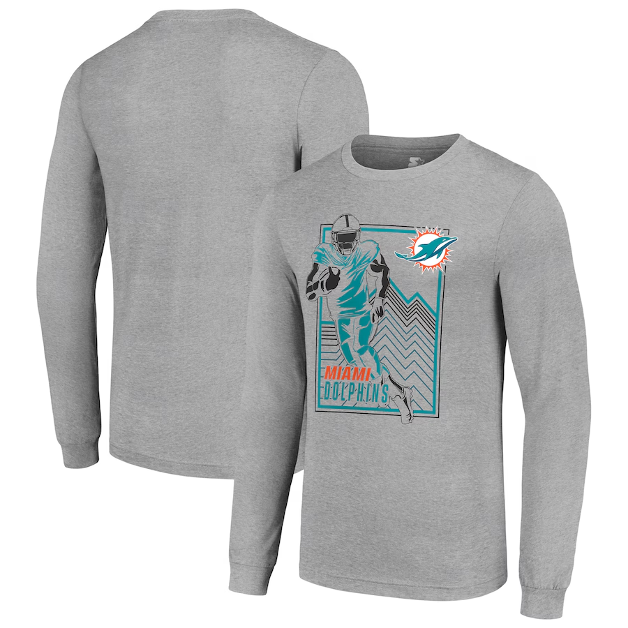 Men Miami Dolphins grey 2024 NFL Long sleeve T Shirts